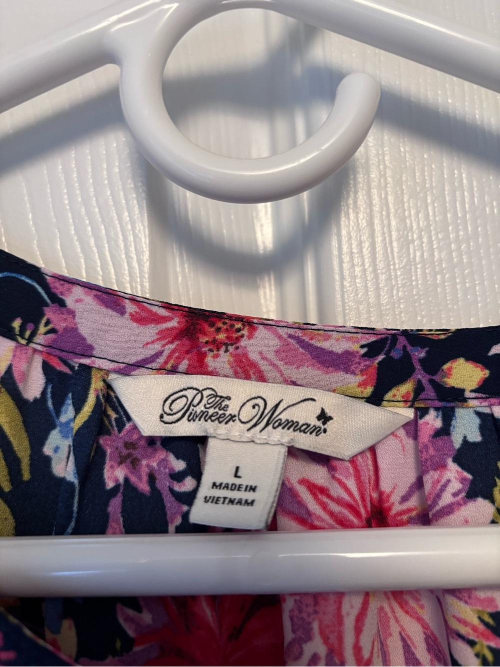 The Pioneer Woman Navy Tunic with Pink & Red Floral Print - Picture 7 of 8